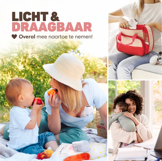 Vulpes Goods® BabyCare - Handsfree Borstkolf - Elektrische Draadloze Borstkolf – Dubbele Elektrische Kolf - Draagbaar - 2 Stuks - Incl. 60 Moedermelkbewaarzakjes, Borstvoeding informatie, Reistas & Borstschildverkleiners