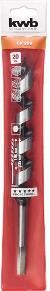 KWB slangenboor Ø 20 x 235 mm Centreerpunt Professional line Zeskantschacht 042220