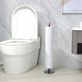 zwarte toiletrolhouder standaard voor badkamer toiletpapier opslag, roestvrij staal vrijstaande toiletrolhouder met plank 5,5 cm vasthouden 5 papierrollen