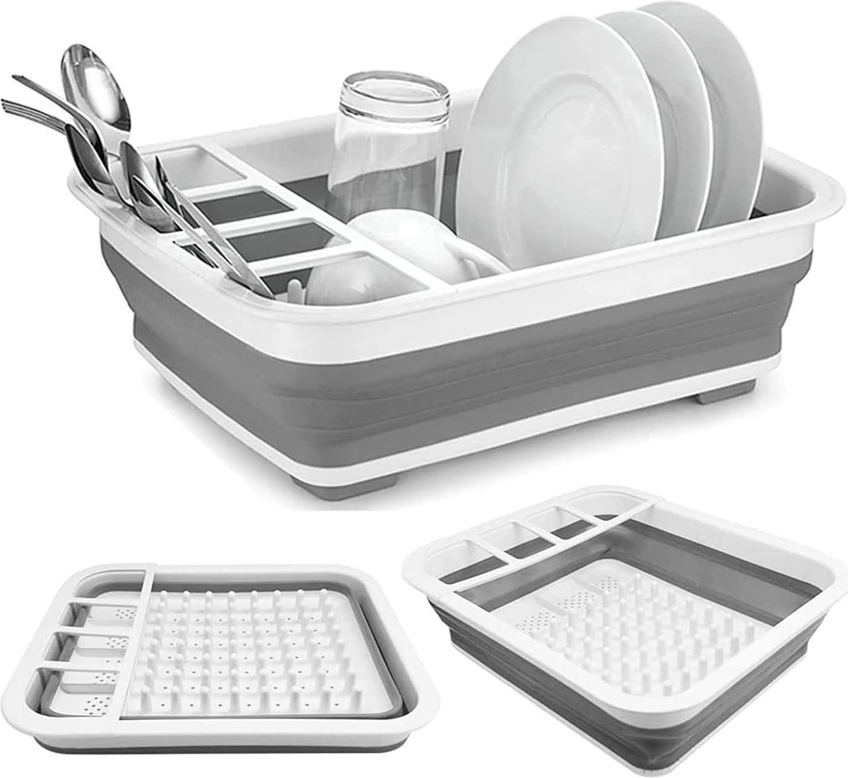 Opvouwbare afdruiprek voor kamperen, caravan, buitenactiviteiten, keuken, grijs