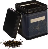 6 x boîtes à thé carrées classiques, empilables, avec 6 étiquettes florales | résistant aux arômes, en métal pour 140g Earl Grey/pièce | 9,8 x 7,6 x 7,6 cm (H, L, P) | idéal comme boîte de farine ou de riz