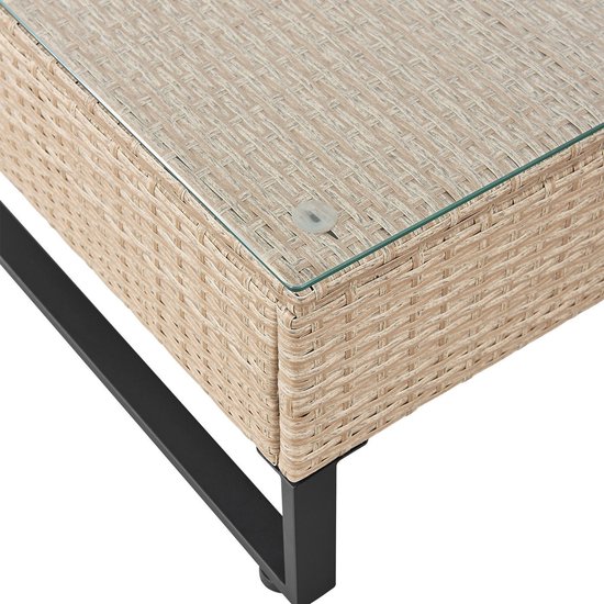 Juskys Loungeset / Tuinset Santorini - Polyrotan - Modulair - Crème - Incl. Tafel & Opbergbox
