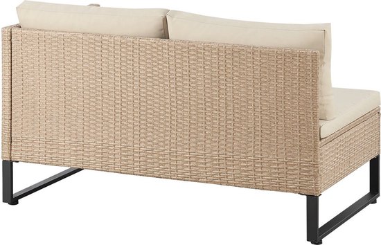 Juskys Loungeset / Tuinset Santorini - Polyrotan - Modulair - Crème - Incl. Tafel & Opbergbox