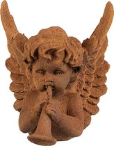 Clayre & Eef Decoratie Beeld Engel 12 cm Bruin Polyresin Religious sculpture