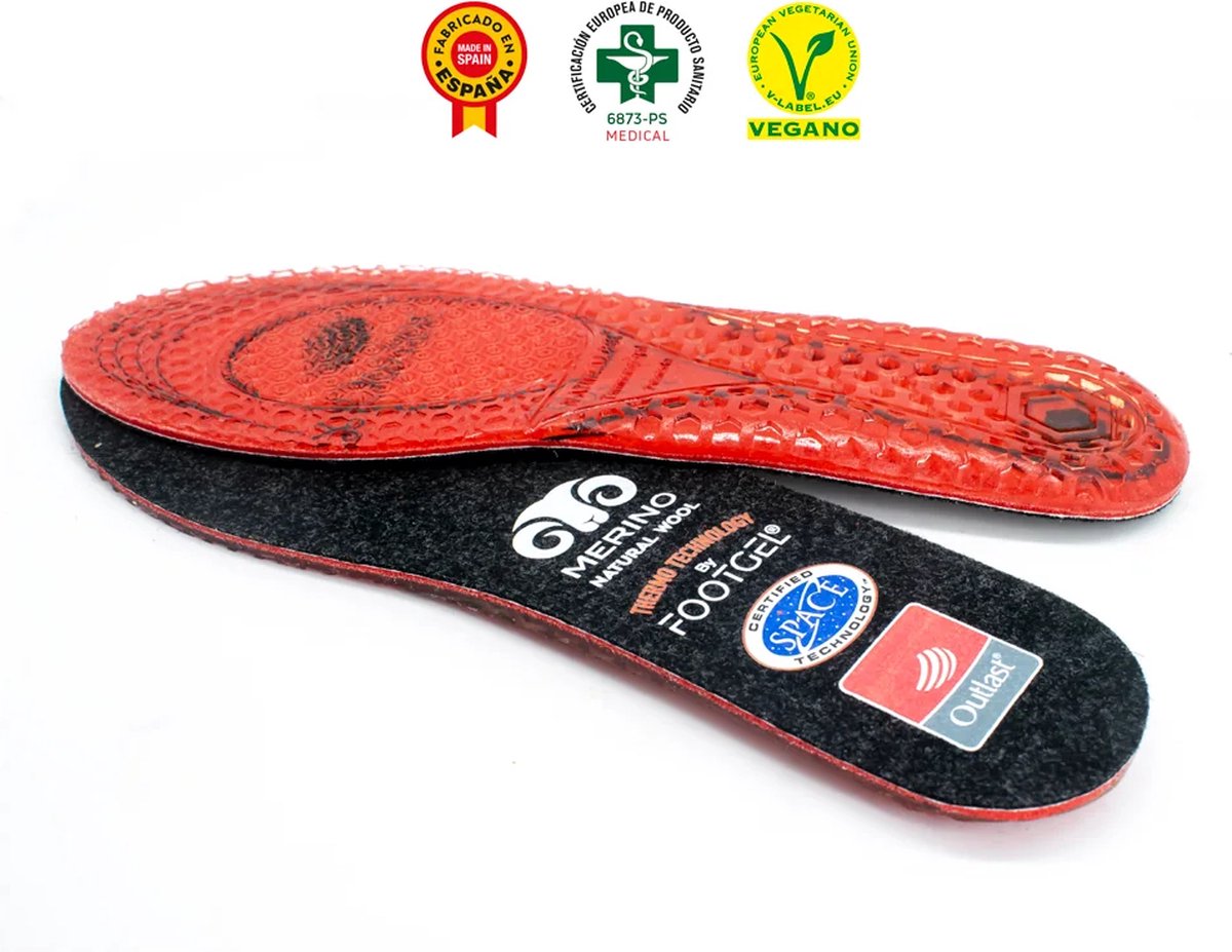 Footgel inlegzolen Ski Extreme Cold met Merino wol - Zwart