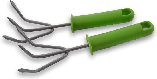 Set van 2 Tuingereedschapset - Elke Set Bevat 1 Hark, 1 Schep En 1 Schoffel |RVS - Roestvrij Staal Tuinspullen van TalenTools — afbeelding 4