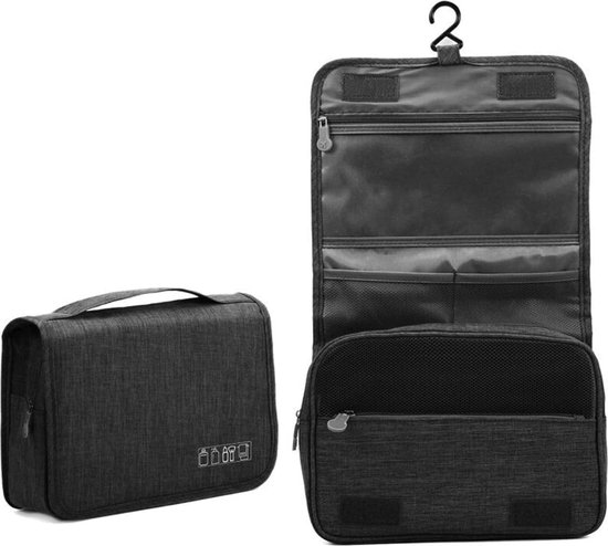 Hangende toilettas voor dames en heren, waterdichte cosmetische make-up organizer tas opslag met haak, huidverzorging hygiëne badkamer tas voor reizen full size flessen, Grijs Hangende toilettas voor dames en heren, waterdichte cosmetische make-up organizer tas opslag met haak, huidverzorging hygiëne badkamer tas voor reizen full size flessen, Grijs