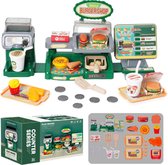 Speelgoed Kassa - Kinderkassaspeelgoed - 35stuks Speelgoed - met Drankmachine en Voedsel - Speelgoed Cadeau