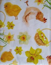 Paaskleed - paastafelkleed - 200x140cm - vinyl - Tafelkleed Pasen met kuiken - Narcis - Paasontbijt tafellaken