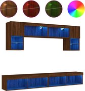 vidaXL - 6-delige - Tv-wandmeubelset - met - LED - bewerkt - hout - bruineikenkleur