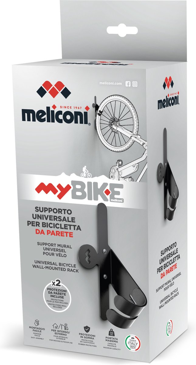 Meliconi 489002 Fietshouder/rek Fietsenrek voor buitenshuis Wandmontage Zwart
