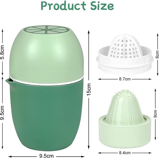 sap centrifuge - Handmatige Citroenpers - Sapbeker - citroensapcentrifuge - Limoenpers - sinaasappelpers - sapcentrifuges groenten en fruit - Lemon squeezer - Citrusknijper - Fruitpers - Sinaasappelpers - Groen- 9.5*15cm van Merkloos — afbeelding 2