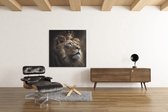 Canvas Schilderij - Dieren - Leeuwenkoning - Vierkant - Wanddecoratie - 100x100x2 cm