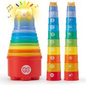 Stapeltoren Speelgoed - Stapelbekers - 10stuks - Regenboog Sorteervaardigheden - 44 cm Stapeltoren - Montessori Speelgoed 1,2,3 jaar