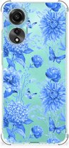 Case voor OPPO A78 4G Flowers Blue