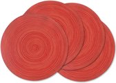 ronde, gevlochten, wasbare placemats, 45 cm rood, set van 4