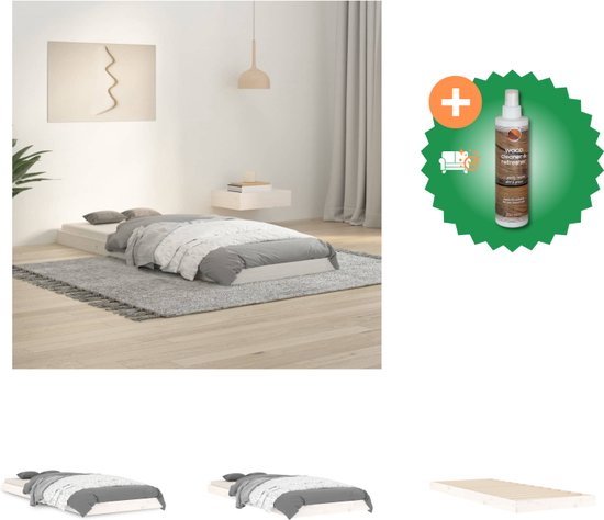 vidaXL Bedframe massief grenenhout wit 75x190 cm Small Single - Bed - Inclusief Houtreiniger en verfrisser