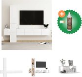 vidaXL 5-delige Tv-meubelset spaanplaat hoogglans wit - Kast - Inclusief Houtreiniger en verfrisser