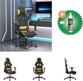 vidaXL Chaise de jeu de Massage avec repose-pieds Tissu Noir et jaune - Chaise de bureau - Nettoyant inclus