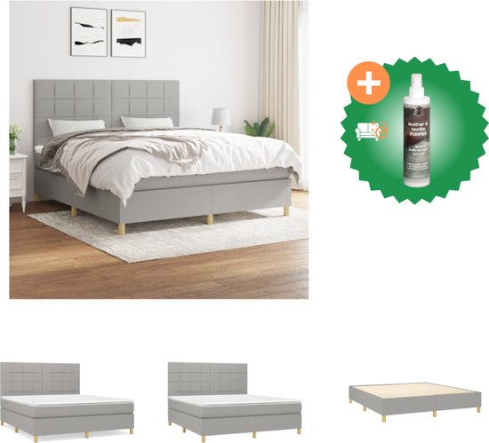 vidaXL Boxspring met matras stof lichtgrijs 160x200 cm - Bed - Inclusief Reiniger