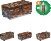vidaXL Salontafel kist 80x40x35 cm massief gerecycled hout - Tafel - Inclusief Houtreiniger en verfrisser