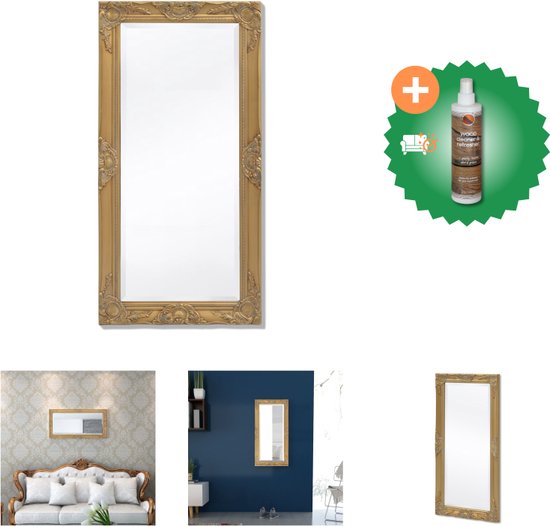 vidaXL Wandspiegel Barok 100 x 50 cm goud - Spiegel - Inclusief Houtreiniger en verfrisser