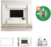 vidaXL 10-delige Tv-meubelset spaanplaat hoogglans wit - Kast - Inclusief Houtreiniger en verfrisser