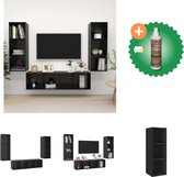 vidaXL 3-delige Tv-meubelset spaanplaat hoogglans zwart - Kast - Inclusief Houtreiniger en verfrisser