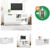 vidaXL Tv-meubel 80x35x36-5 cm bewerkt hout wit - Kast - Inclusief Houtreiniger en verfrisser