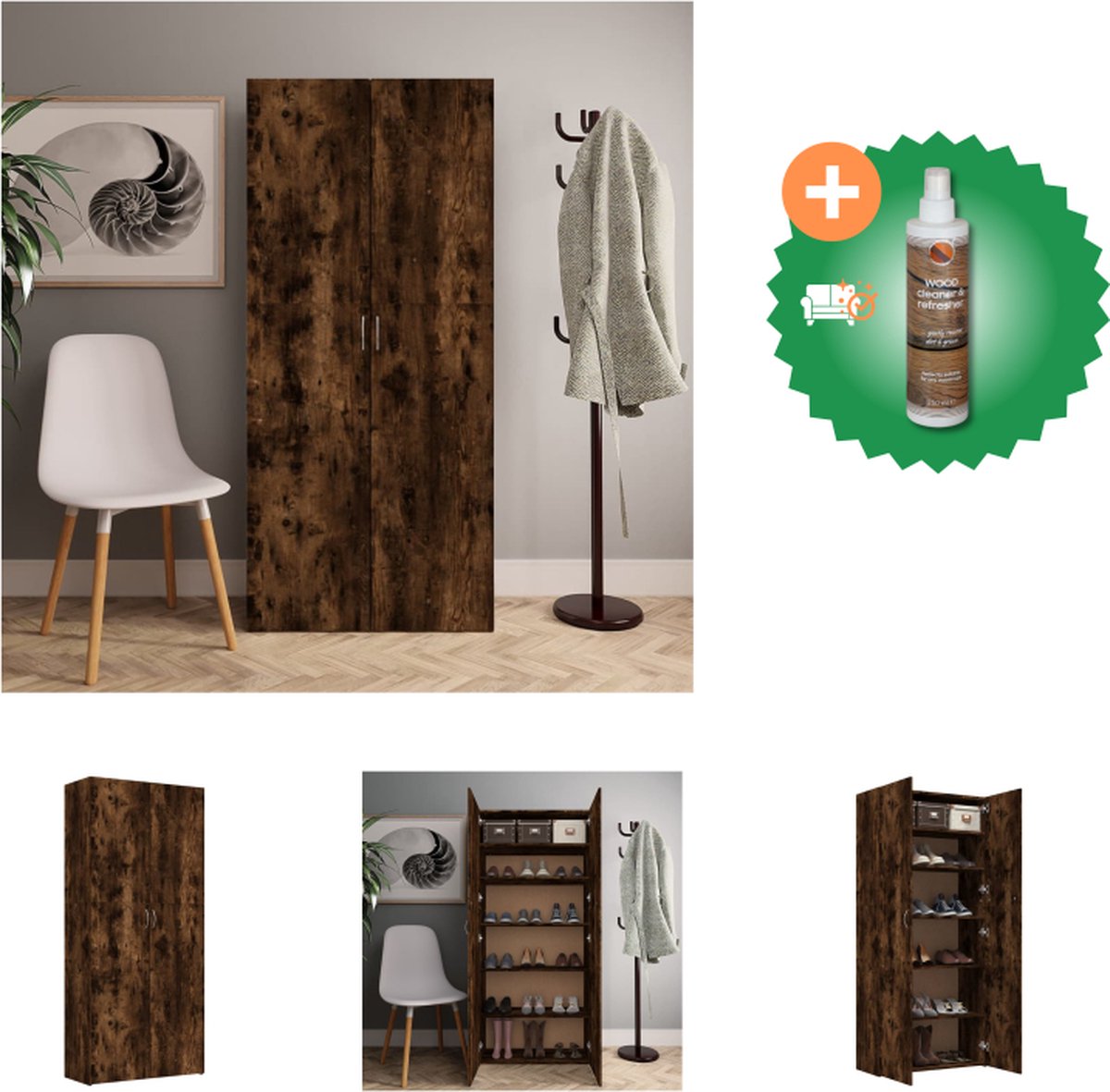 Huis & Tuin artikel-Schoenenkast Gerookt Eiken 80x21x57 cm Engineered Wood Huis & Tuin artikel-Schoenenkast Gerookt Eiken 80x21x57 cm Engineered Wood