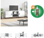 vidaXL Tv-meubel 150x30x50 cm bewerkt hout hoogglans wit - Kast - Inclusief Houtreiniger en verfrisser