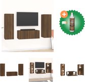 vidaXL 3-delige Tv-meubelset bewerkt hout bruineikenkleurig - Kast - Inclusief Houtreiniger en verfrisser