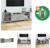 vidaXL Tv-meubel 160x35x55 cm bewerkt hout betongrijs - Kast - Inclusief Houtreiniger en verfrisser