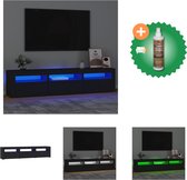 vidaXL Tv-meubel met LED-verlichting 180x35x40 cm zwart - Kast - Inclusief Houtreiniger en verfrisser