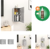 vidaXL Tv-wandmeubelen 2 st 30-5x30x30 cm betongrijs - Kast - Inclusief Houtreiniger en verfrisser