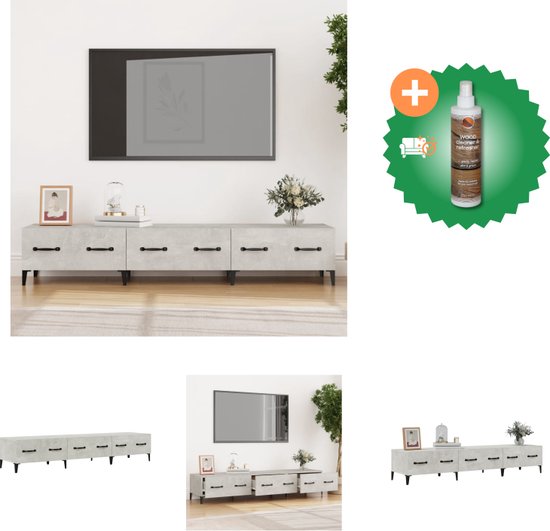 vidaXL Tv-meubel 150x34-5x30 cm bewerkt hout betongrijs - Kast - Inclusief Houtreiniger en verfrisser