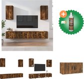 vidaXL 6-delige Tv-meubelset bewerkt hout gerookt eikenkleurig - Kast - Inclusief Houtreiniger en verfrisser