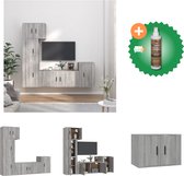 vidaXL 5-delige Tv-meubelset bewerkt hout grijs sonoma eikenkleurig - Kast - Inclusief Houtreiniger en verfrisser