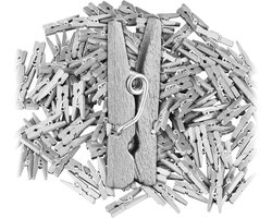 mini houten wasknijpers - set van 400 - zilver