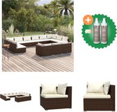 vidaXL 13 delige Loungeset met kussens poly rattan bruin Tuinset Inclusief Onderhoudsset