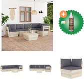 vidaXL 6 delige Loungeset met kussens pallet vurenhout Tuinset Inclusief Houtreiniger en verfrisser