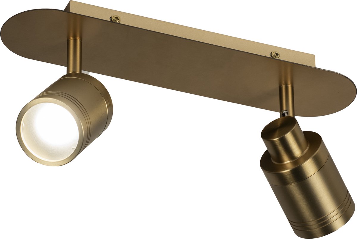 Lumidora Opbouwspot 74849 2 Lichts GU10 Goud Messing Metaal Badkamerlamp IP44