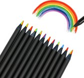CNL Sight Kleurpotloden-Regenboogstiften 12 stuks-regenboog kleurpotloden-7-in-1 kleurpotloden voor volwassenen, meerkleurige potloden voor kunst, tekenen, kleuren, schetsen