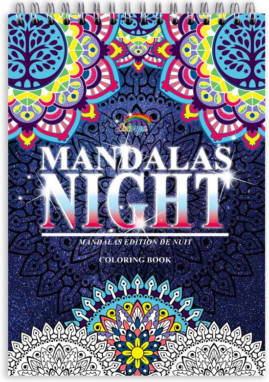 Colorya Mandala Night Edition – A4 – Kleurboek voor Volwassenen – Anti Stress, Zen Kleurplaten Mandala’s – Kleurboek – Bezieling voor Volwassenen