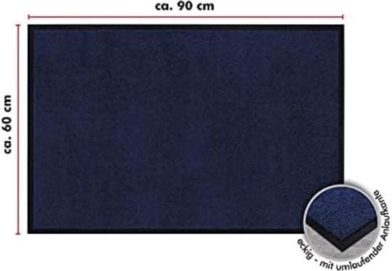 Paillasson d'intérieur à sec - Paillasson d'intérieur lavable - Blauw - 60x90 CM