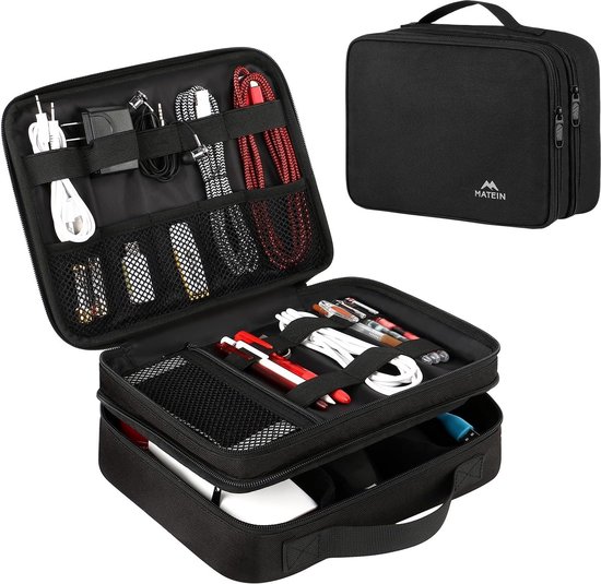 Ruyosn Kabelorganizer, tas, leer, waterdicht, kleine tas, organizer