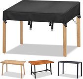 Afdekhoes voor tafelblad, tafelbladafdekking, 600D Oxford-afdekking voor houten tafel, waterdicht, uv-bestendig, zwart, 150 x 90 x 15 cm