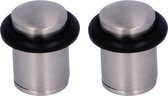 AMIG Deurstopper/deurbuffer - 2x - D20mm - inclusief schroeven - mat zilver
