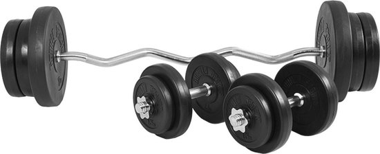 Movit® ensemble d'haltères curl - 65kg, 120cm, avec poids, 25mm
