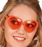 Jumada's - Zonnebril Hartjes Montuur Oranje - Sunglasses Orange - Feest en Festival - Feest accessoires - Verkleedaccessoires - Festivalbril - Carnaval Accessoires - Koningsdag - Carnaval